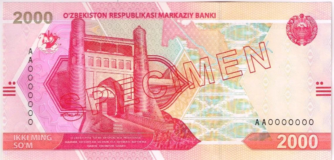 Uzbekistan, 2.000 Som, 2021, UNC, p87s, SPECIMEN