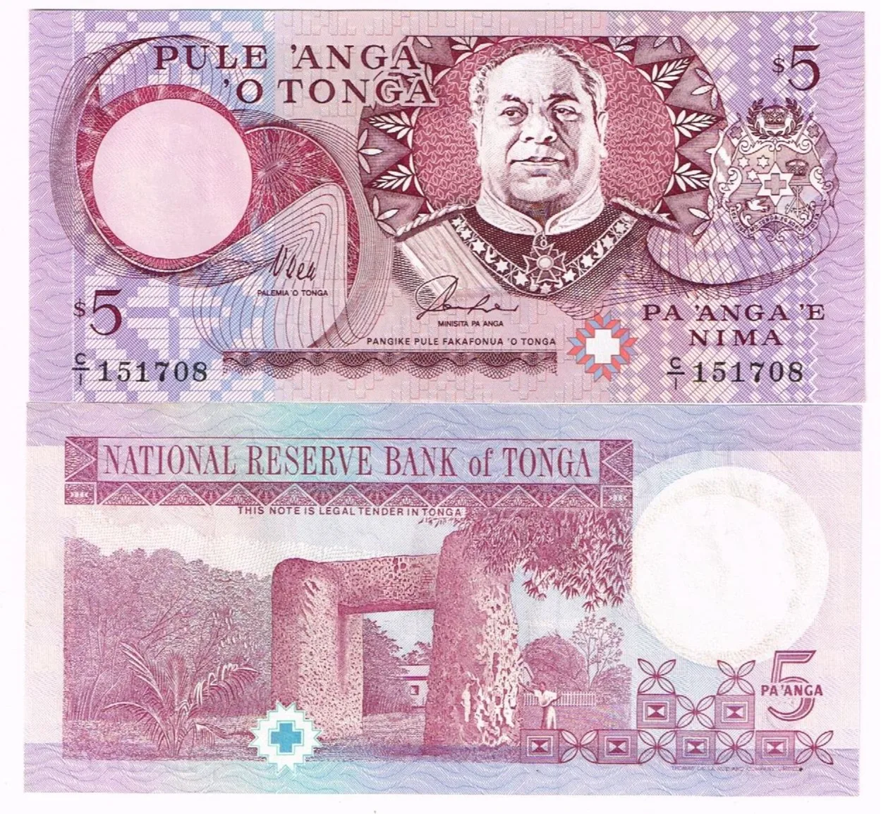 Tonga 5 paanga 1995 P-33a UNC