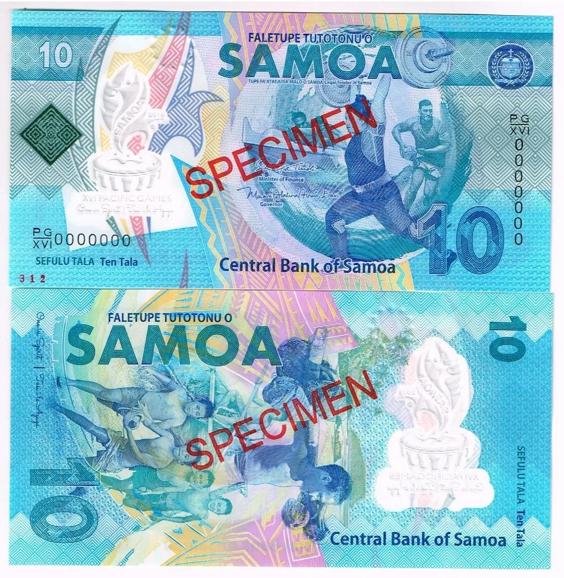 Samoa 10 tala polimer Specimen UNC - Rzadki