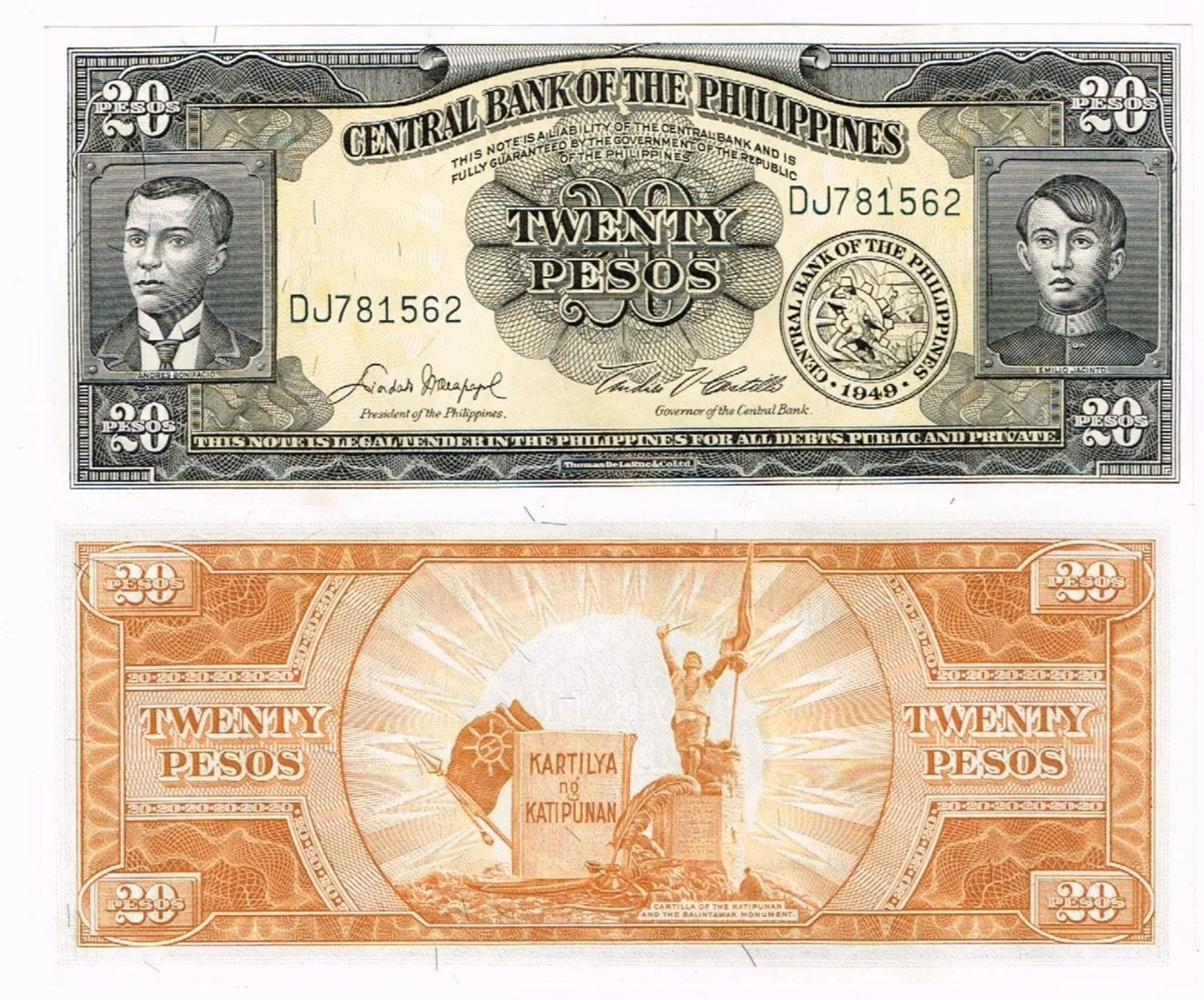 Filipiny 20 piso P-137d 1949 UNC