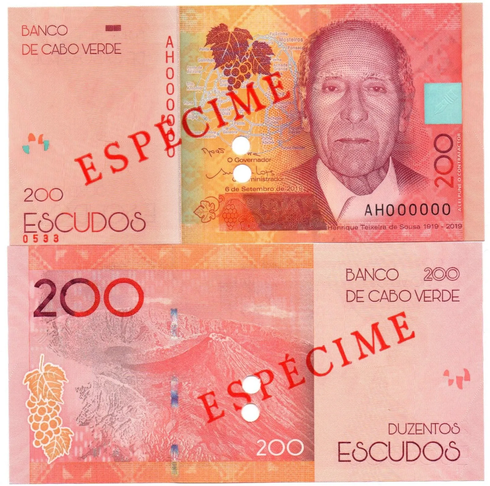 Zielony Przylądek 200 escudo 2014 P-76 UNC SPECIMEN